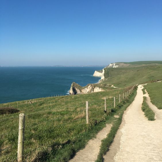 The path walking from Lulworth Cove to Durdle Door
