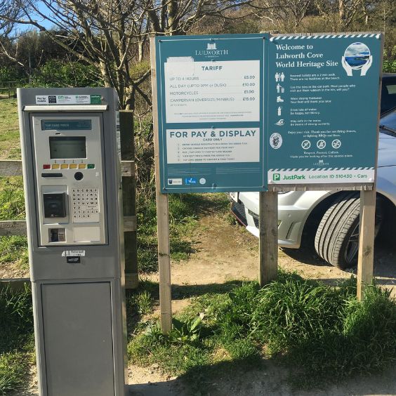 Pay and display at at Lulworth Cove car park