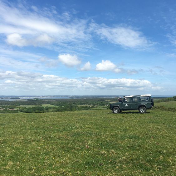 Views of Poole Harbour and the Land Rover Defender